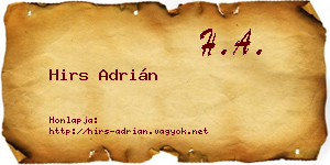 Hirs Adrián névjegykártya